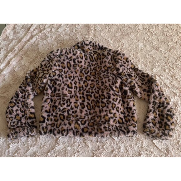 Candies Juniors Medium Pink Brown Faux Leopard Fur Jacket Coat Y2K - Picture 4 of 9